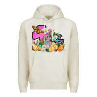 Oatmeal Heather Easter rabbits and cross Premium Hoodie - OliviaCreatesArt