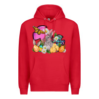 Red Easter rabbits and cross Premium Hoodie - OliviaCreatesArt