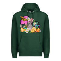 Sports Green Easter rabbits and cross Premium Hoodie - OliviaCreatesArt