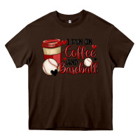 Chocolate Brown i run on coffee and baseball Heavy Core Tee - MaliasSmallBusiness