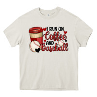 Cream i run on coffee and baseball Heavy Core Tee - MaliasSmallBusiness