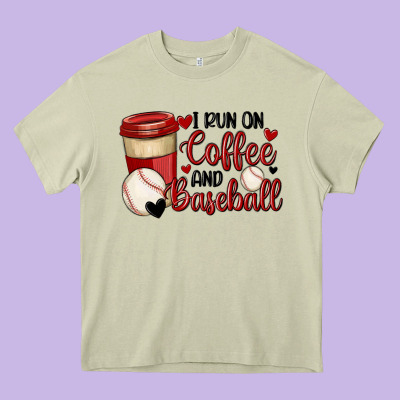 I Run On Coffee And Baseball Heavy Core Tee Designed By Maliassmallbusiness