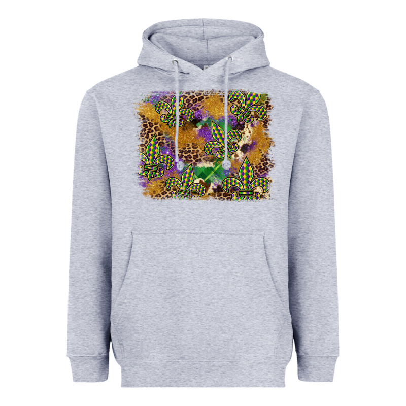 Mardi Gras Plaid Purple Glitter Cowhide  Leopard Heavyweight Hoodie by FaDigitalArtStudio | Teevron