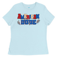 Baby Blue american dude Ladies Tee - MaliasSmallBusiness