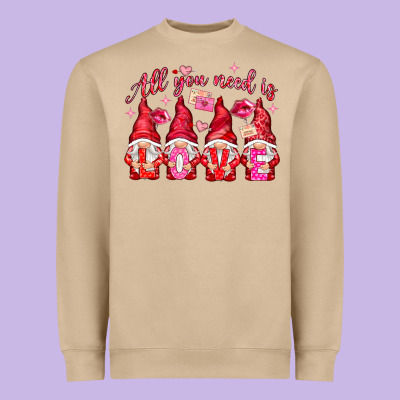 All You Need Is Love Gnomies Valentine's Day Heavyweight Sweatshirt Designed By Howdyjamesfarm