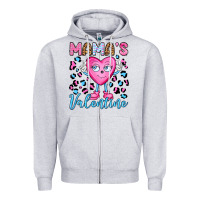 Heather Grey mama's valentine olivia Zipper Hoodie - OliviaCreatesArt