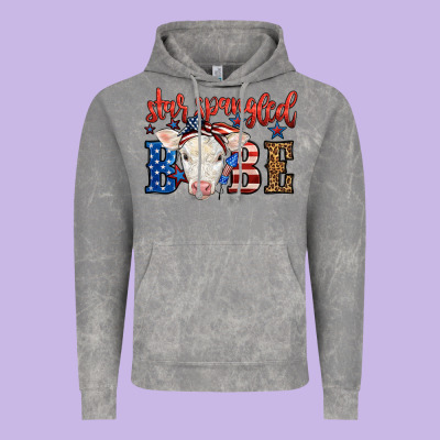 Western Star Spangled Baby Cow Vintage Hoodie Designed By Lillyallendesigns