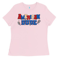 Bubblegum Pink american dude Ladies Tee - MaliasSmallBusiness