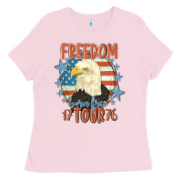 Bubblegum Pink freedom born free tour 1776 Ladies Tee - MaliasSmallBusiness