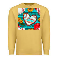 Antique Gold baseball hearts and sunflowers with turquoise gemstone seamless patter Premium Sweatshirt - BundleAndBundleShop