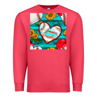 Cardinal baseball hearts and sunflowers with turquoise gemstone seamless patter Premium Sweatshirt - BundleAndBundleShop