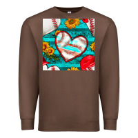 Chestnut baseball hearts and sunflowers with turquoise gemstone seamless patter Premium Sweatshirt - BundleAndBundleShop