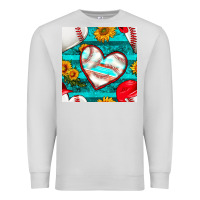 Dove Grey baseball hearts and sunflowers with turquoise gemstone seamless patter Premium Sweatshirt - BundleAndBundleShop