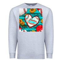 Heather Grey baseball hearts and sunflowers with turquoise gemstone seamless patter Premium Sweatshirt - BundleAndBundleShop