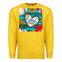 Lemon baseball hearts and sunflowers with turquoise gemstone seamless patter Premium Sweatshirt - BundleAndBundleShop