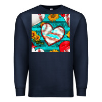 Navy baseball hearts and sunflowers with turquoise gemstone seamless patter Premium Sweatshirt - BundleAndBundleShop