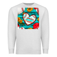 Oatmeal Heather baseball hearts and sunflowers with turquoise gemstone seamless patter Premium Sweatshirt - BundleAndBundleShop