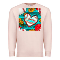 Pale Pink baseball hearts and sunflowers with turquoise gemstone seamless patter Premium Sweatshirt - BundleAndBundleShop