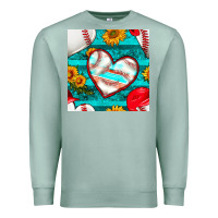 Seafoam baseball hearts and sunflowers with turquoise gemstone seamless patter Premium Sweatshirt - BundleAndBundleShop