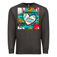 Smoke baseball hearts and sunflowers with turquoise gemstone seamless patter Premium Sweatshirt - BundleAndBundleShop