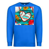 True Royal baseball hearts and sunflowers with turquoise gemstone seamless patter Premium Sweatshirt - BundleAndBundleShop