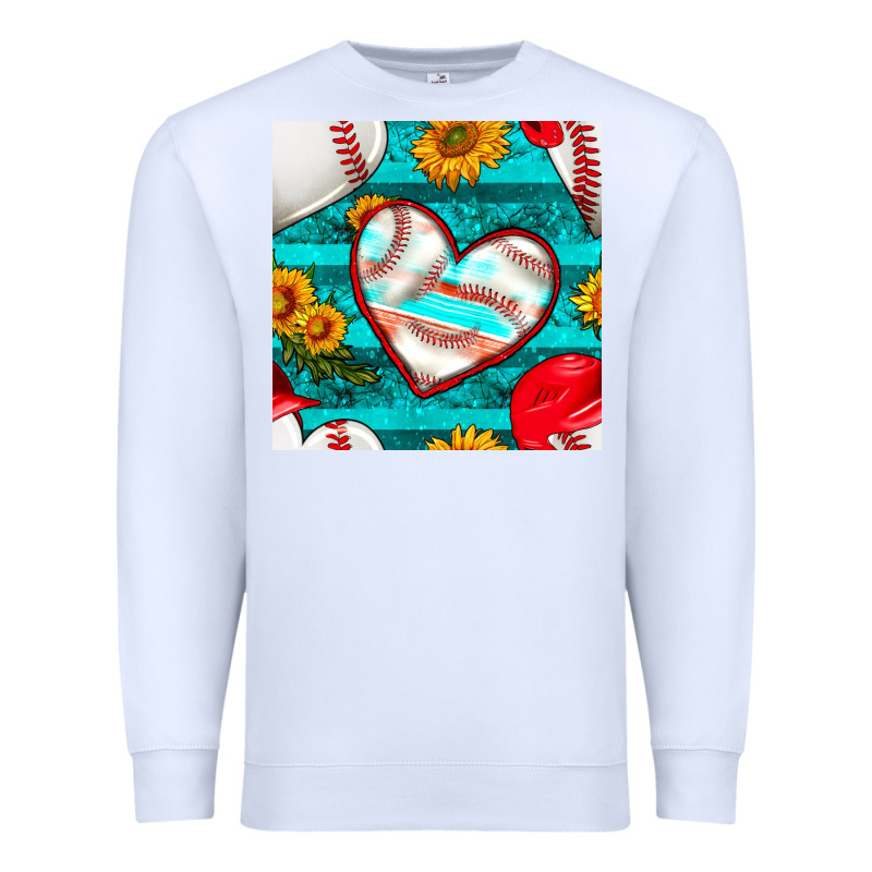 Baseball Hearts And Sunflowers With Turquoise Gemstone Seamless Patter Premium Sweatshirt by BundleAndBundleShop | Teevron