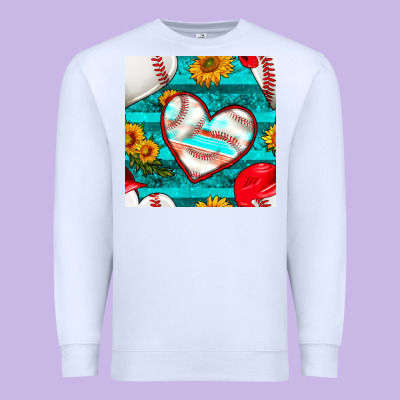 Baseball Hearts And Sunflowers With Turquoise Gemstone Seamless Patter Premium Sweatshirt Designed By Bundleandbundleshop