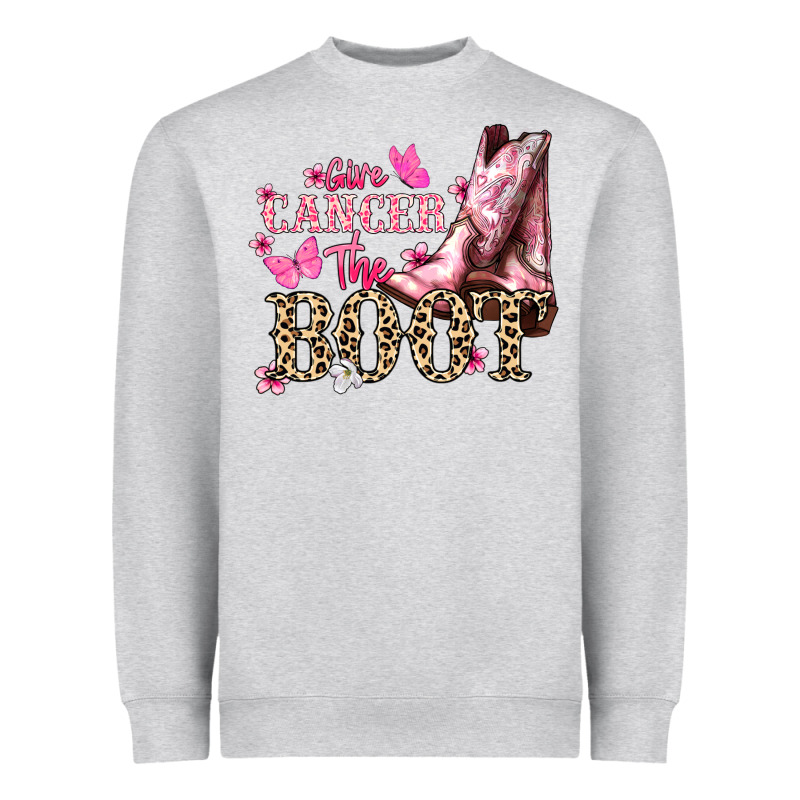 Give Cancer The Boot Cancer Awareness Heavyweight Sweatshirt by HowdyJamesFarm | Teevron
