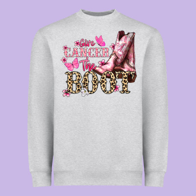 Give Cancer The Boot Cancer Awareness Heavyweight Sweatshirt Designed By Howdyjamesfarm