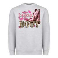 Heather Grey Give Cancer the boot Cancer Awareness Heavyweight Sweatshirt - HowdyJamesFarm