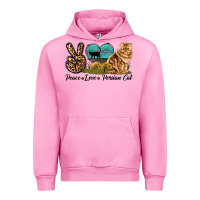 Fuchsia Pink Peace Love Persian Cat Urban Hoodie - LillyAllenDesigns