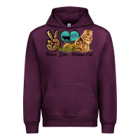 Mauve Wine Peace Love Persian Cat Urban Hoodie - LillyAllenDesigns