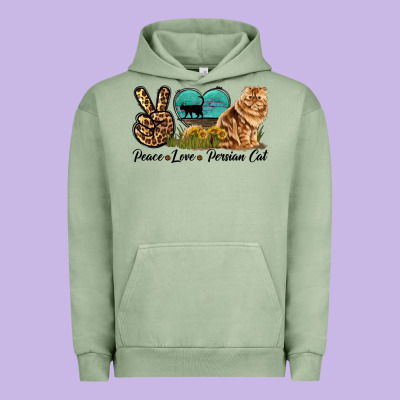 Peace Love Persian Cat Urban Hoodie Designed By Lillyallendesigns