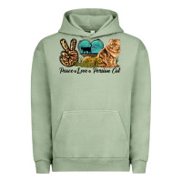 Pigment Oil Green Peace Love Persian Cat Urban Hoodie - LillyAllenDesigns