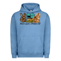 Pigment Pebble Blue Peace Love Persian Cat Urban Hoodie - LillyAllenDesigns
