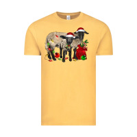 Vintage Mustard Christmas Suffolk Sheep And Baby Suffolk Sheep Vintage Tee - LillyAllenDesigns