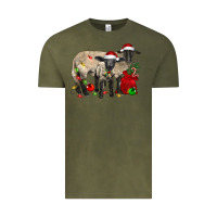 Vintage Olive Christmas Suffolk Sheep And Baby Suffolk Sheep Vintage Tee - LillyAllenDesigns