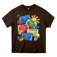Chocolate Brown autism cassette tapes Heavy Core Tee - MaliasSmallBusiness