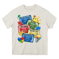 Cream autism cassette tapes Heavy Core Tee - MaliasSmallBusiness