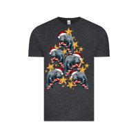 Vintage Black Christmas Tree With Manatee Vintage Tee - LillyAllenDesigns