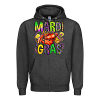 Charcoal Heather mardi gras crawfish olivia Zipper Hoodie - OliviaCreatesArt