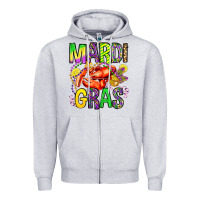 Heather Grey mardi gras crawfish olivia Zipper Hoodie - OliviaCreatesArt