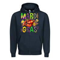 Navy mardi gras crawfish olivia Zipper Hoodie - OliviaCreatesArt