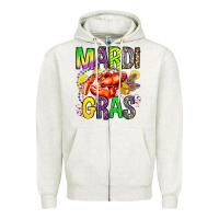 Oatmeal Heather mardi gras crawfish olivia Zipper Hoodie - OliviaCreatesArt