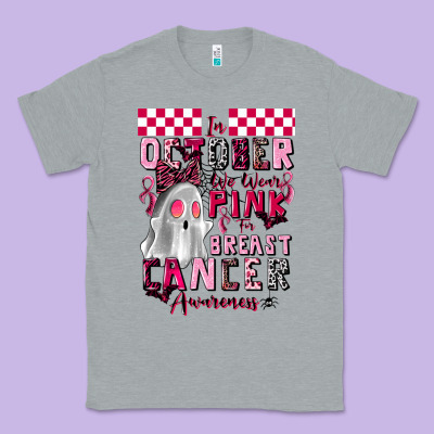 Pink Ghost Breast Cancer Awareness Classic Tee Designed By Lillyallendesigns