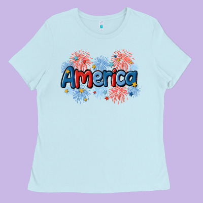 America Ladies Tee Designed By Maliassmallbusiness