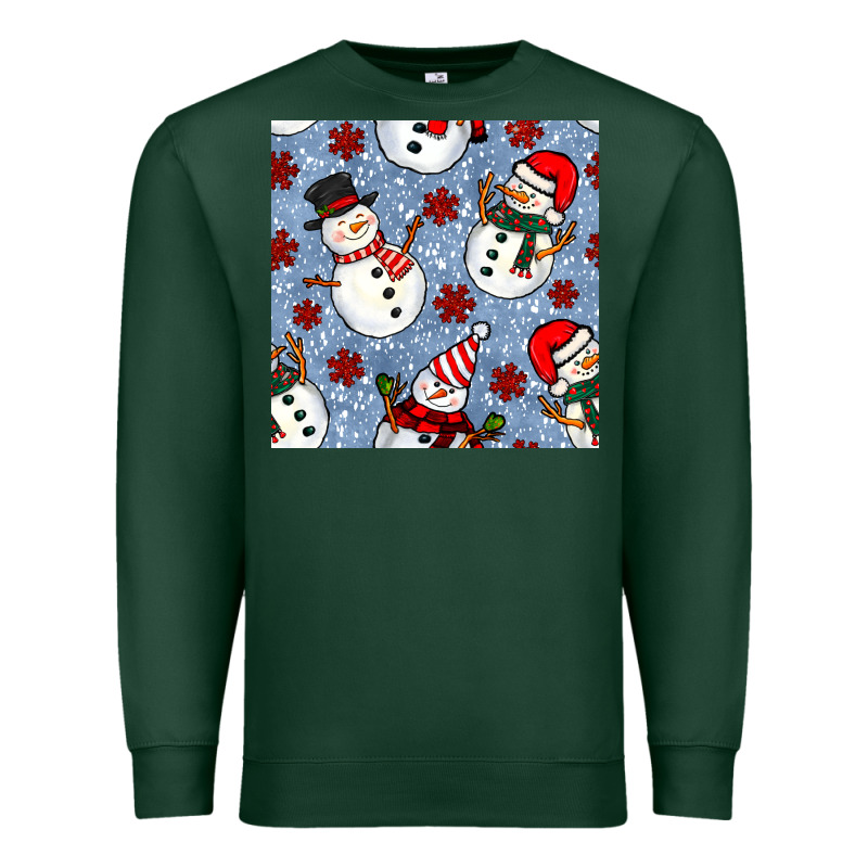 Christmas Snowman Seamless Pattern Premium Sweatshirt by BundleAndBundleShop | Teevron