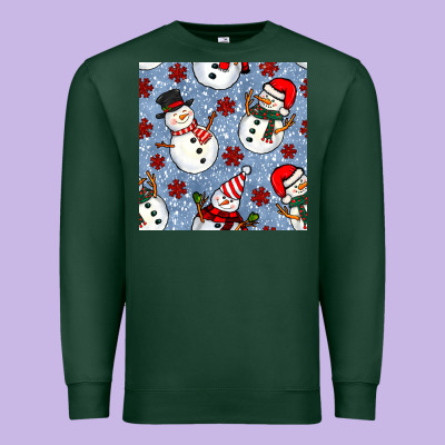 Christmas Snowman Seamless Pattern Premium Sweatshirt Designed By Bundleandbundleshop