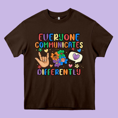 Everyone Communicates Differently Heavy Core Tee Designed By Maliassmallbusiness