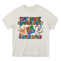 Cream everyone communicates differently Heavy Core Tee - MaliasSmallBusiness